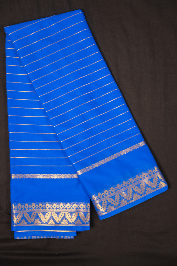 Semi Mysore Crape Silk Self Pattern with Temple Border - Image 6