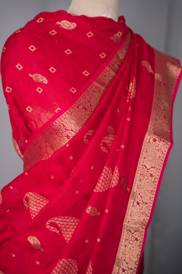 Banaras Khadi Georgette with Zari Butta - Viyara - Image 11