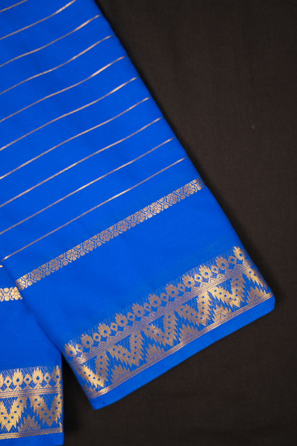 Semi Mysore Crape Silk Self Pattern with Temple Border - Image 7