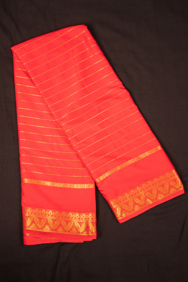 Semi Mysore Crape Silk Self Pattern with Temple Border - Image 10