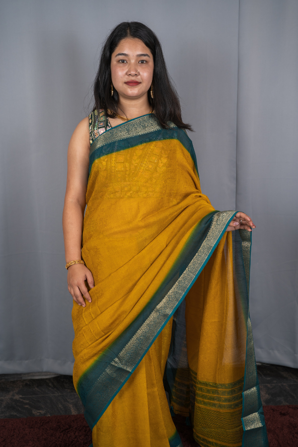 2D Patron Georgette with Zari Border - Nivedita - Image 2