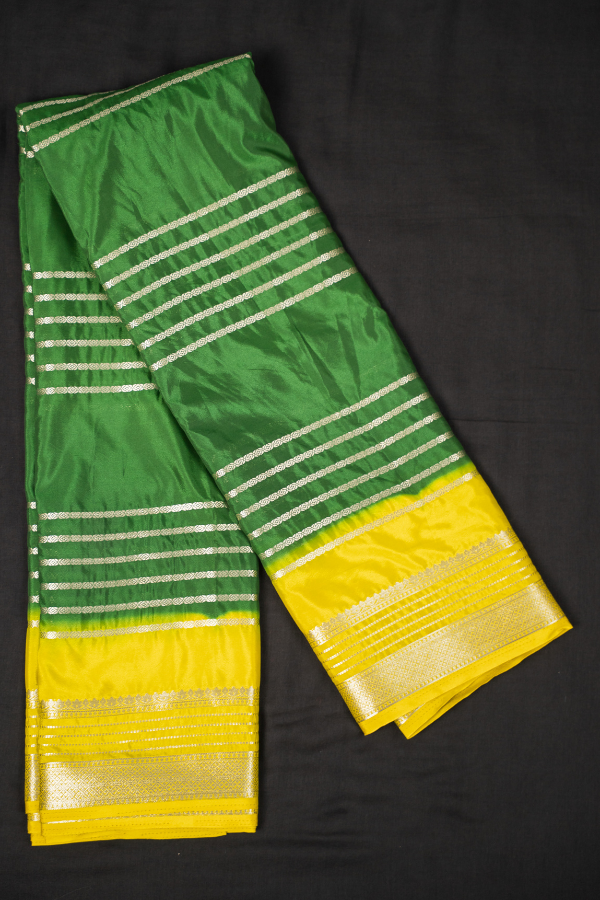 Semi Mysore Crape Silk 2D Pattern Silk Saree with Full Body Zari lines - Image 3