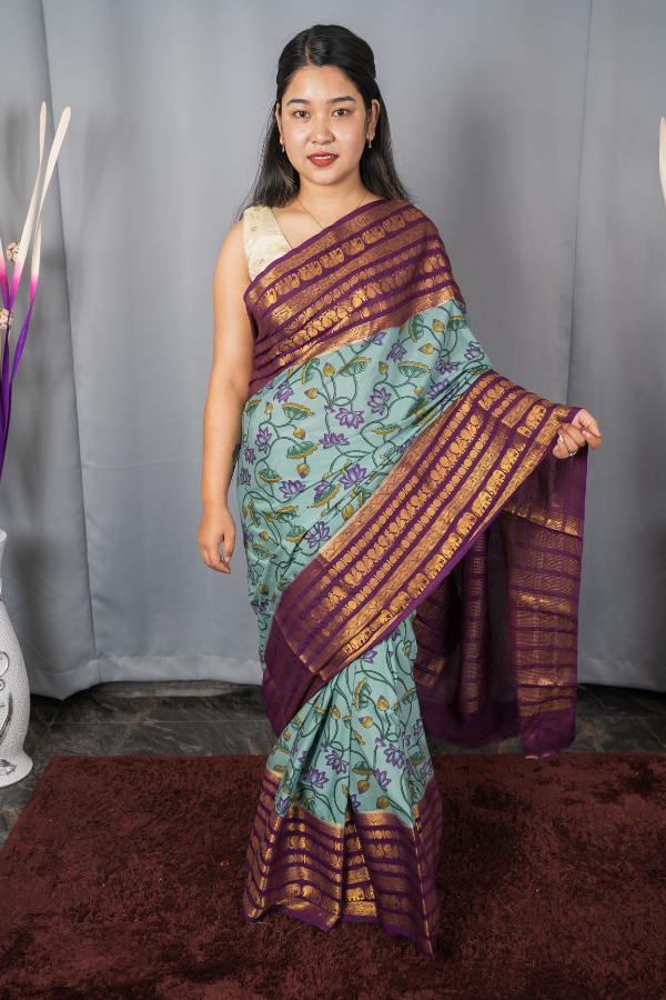 Semi Mysore Silk Digital Print with Rich Pallu