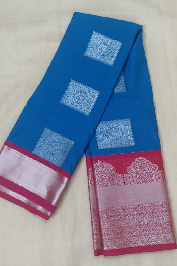 Navy Blue - Kanchipuram Soft Silks Saree