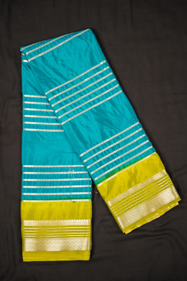 Semi Mysore Crape Silk 2D Pattern Silk Saree with Full Body Zari lines - Image 4