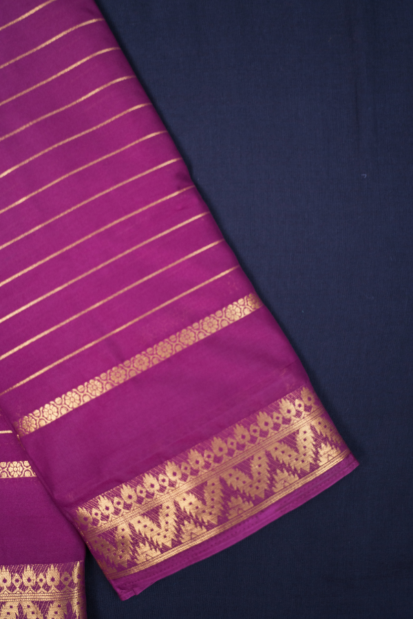Semi Mysore Crape Silk Self Pattern with Temple Border - Image 14