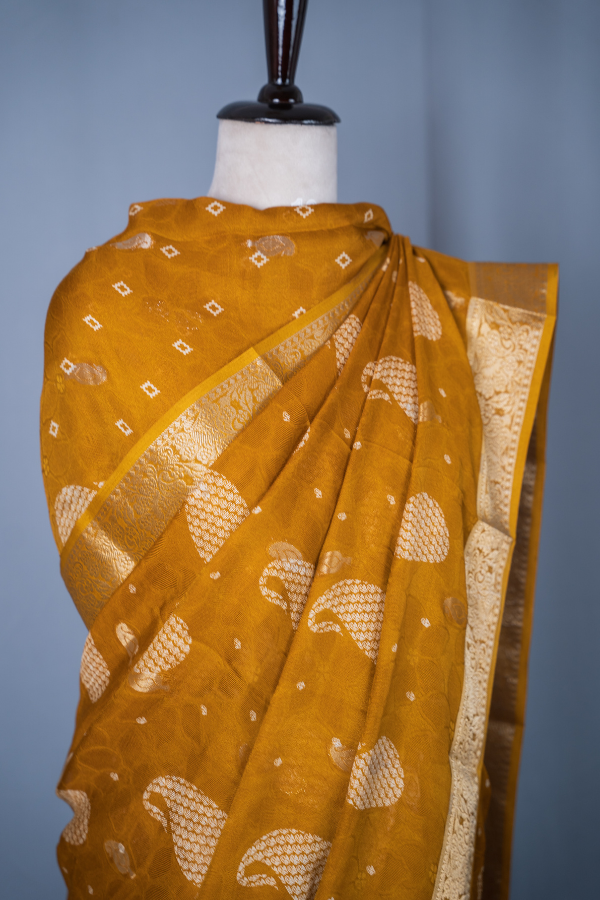 Banaras Khadi Georgette with Zari Butta - Viyara - Image 9