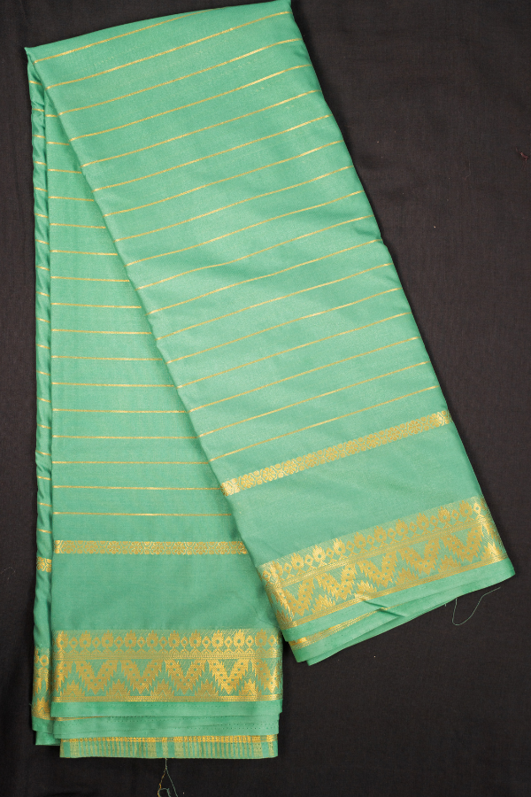 Semi Mysore Crape Silk Self Pattern with Temple Border - Image 11