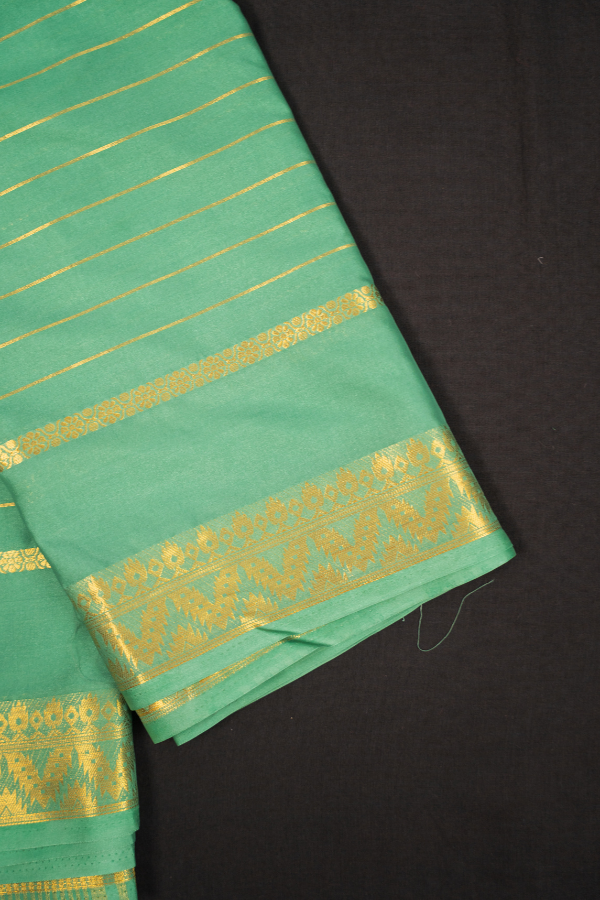 Semi Mysore Crape Silk Self Pattern with Temple Border - Image 12