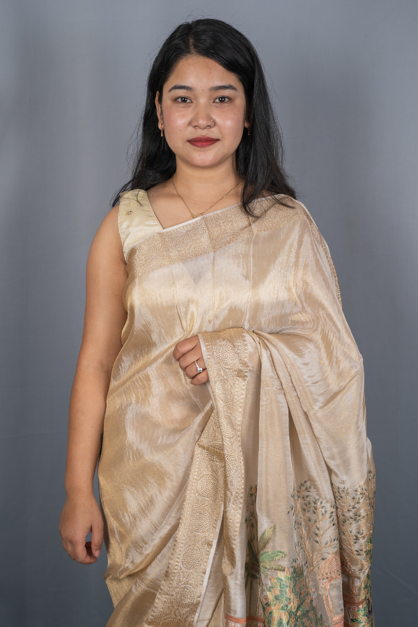 Hand Worked Pallu with Blouse Banaras Tissue Saree (Rekha Inspired)