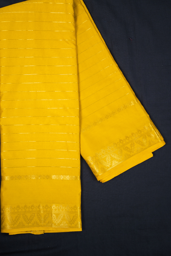 Semi Mysore Crape Silk Self Pattern with Temple Border - Image 18