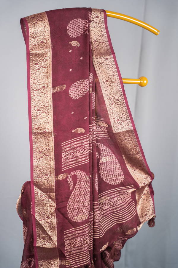 Banaras Khadi Georgette with Zari Butta - Viyara - Image 7