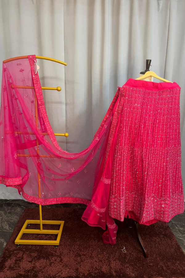 Pink Designer Lehenga with Handcrafted Sequence Work