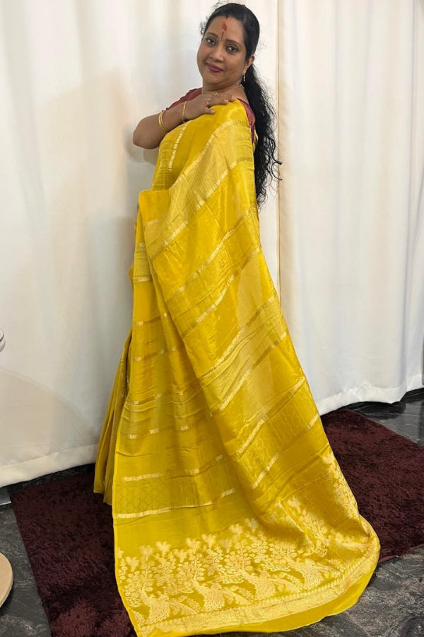 Banarasi Italian Silk With Self Design And Rich Pallu - Yellow