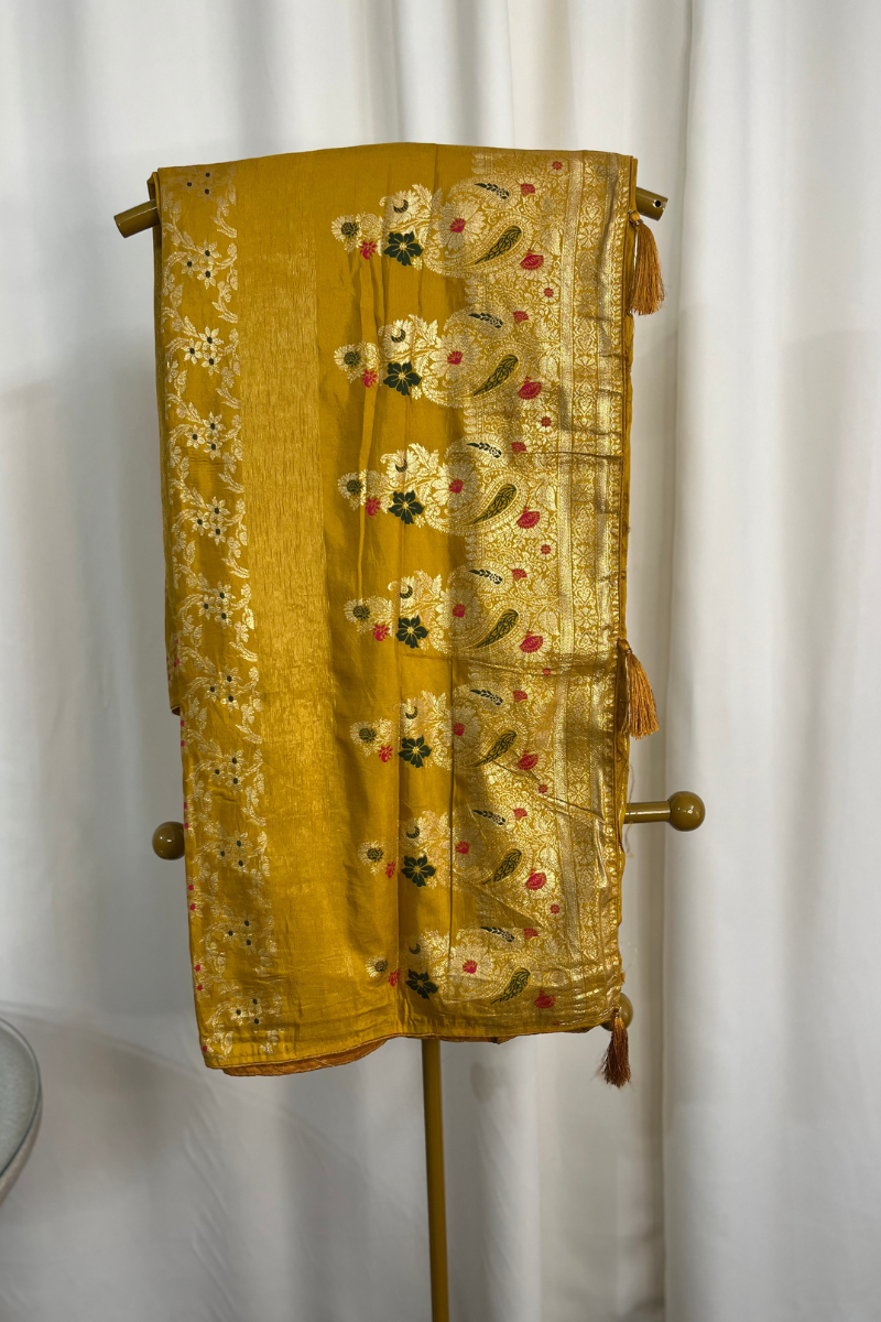 Ghatchola Saree with Pashmina Work in Jaipuri Pattern - Image 10